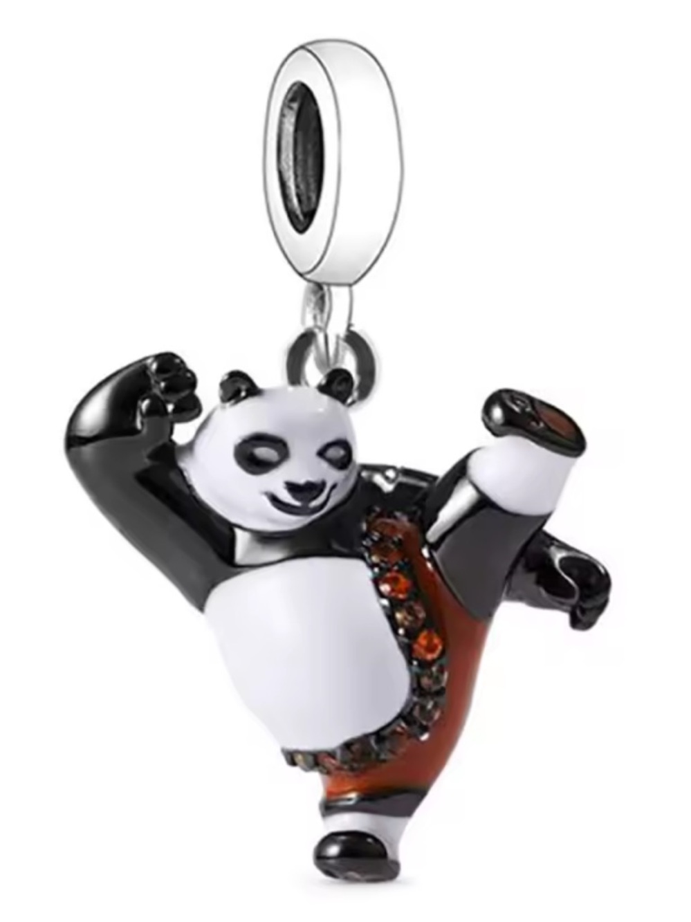 NWOT Karate Kung Fu Panda Bear Dangle Charm Sterling Silver 925